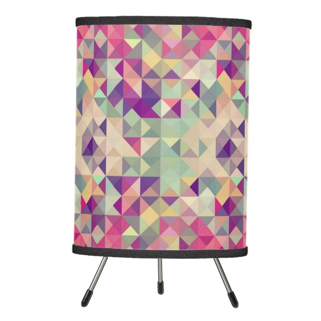Vintage Hipsters Geometric Pattern. Tripod Lamp (Front)