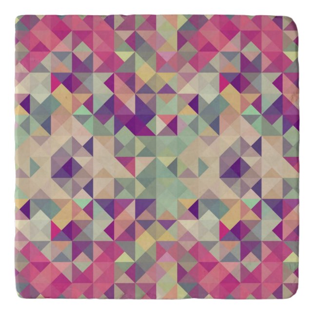 Vintage Hipsters Geometric Pattern. Trivet (Front)