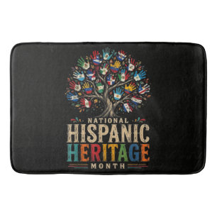 Vintage Hispanic Heritage Month Tree of Unity Bath Mat