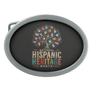 Vintage Hispanic Heritage Month Tree of Unity Belt Buckle