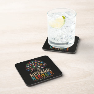 Vintage Hispanic Heritage Month Tree of Unity Beverage Coaster