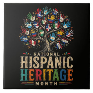 Vintage Hispanic Heritage Month Tree of Unity Ceramic Tile
