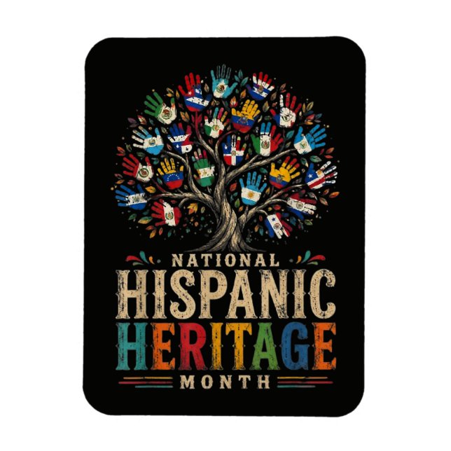Vintage Hispanic Heritage Month Tree of Unity Magnet (Vertical)