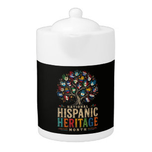 Vintage Hispanic Heritage Month Tree of Unity Teapot