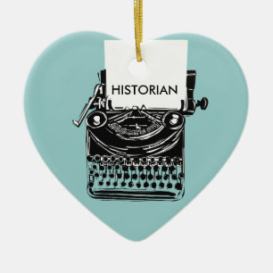 Vintage Historian Retro Typewriter Illustration Ceramic Ornament