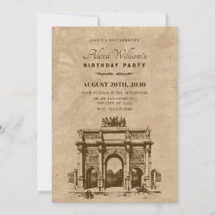 Vintage historic architecture birthday invitation