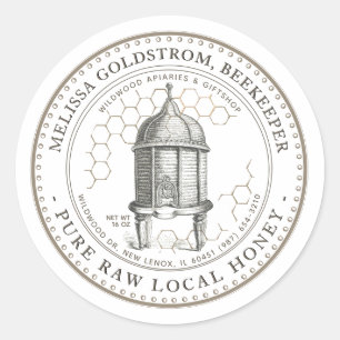 Vintage Hive Honey Label with honeycomb taupe