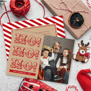 Vintage HO HO HO Fun Holiday Christmas Photo Card