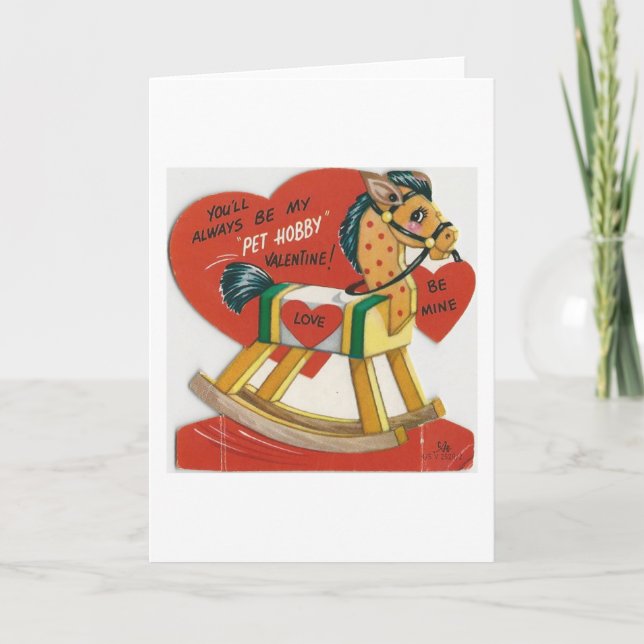 Vintage Hobby Horse Valentine Holiday Card (Front)