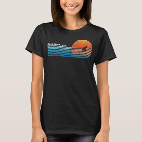 Vintage Hobie Beach Retro 80s Shark Fin Sunset  T_Shirt