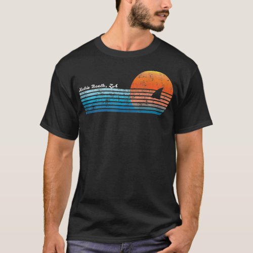 Vintage Hobie Beach Retro 80s Shark Fin Sunset Tan T_Shirt