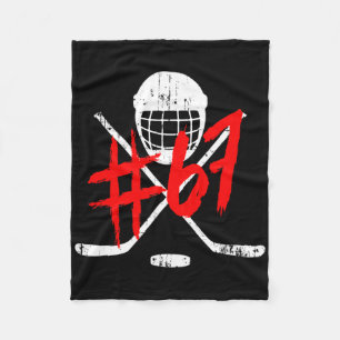 Vintage Hockey 67 Jersey Number Fleece Blanket