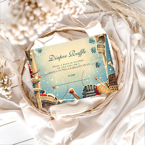 Vintage Hockey Baby Shower Diapper Raffle Enclosure Card