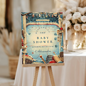Vintage Hockey Baby Shower Foam Board