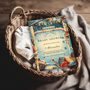 Vintage Hockey Baby Shower Invitation