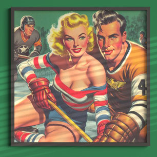 Vintage Hockey Girl Poster