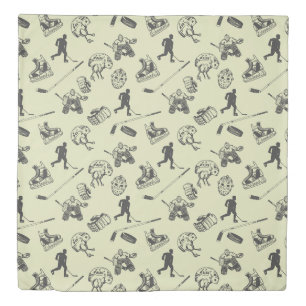 Vintage Hockey Pattern Duvet Cover