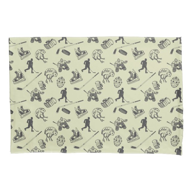 Vintage Hockey Pattern Pillow Case (Front-Left)