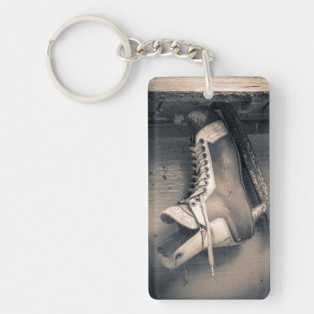 Vintage hockey skate BW Keychain (Front)