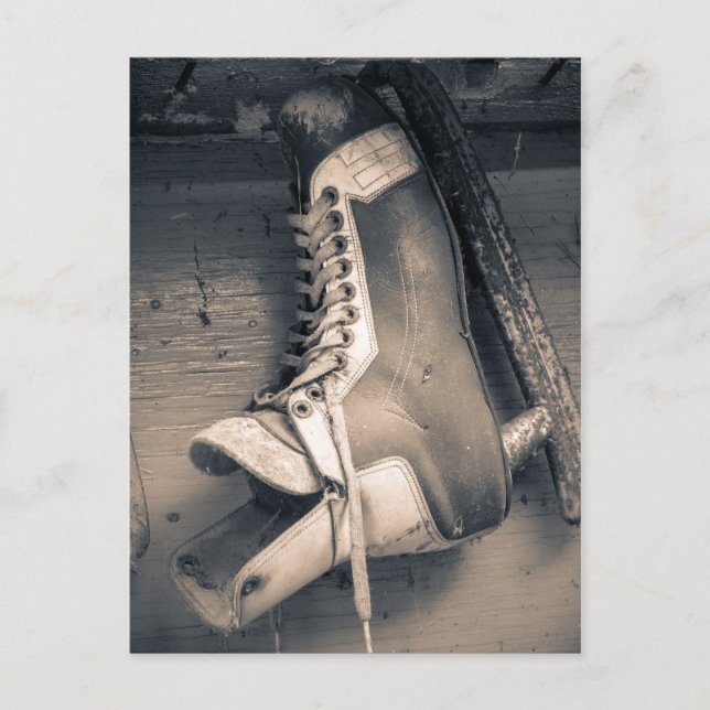 Vintage hockey skate BW Postcard (Front)