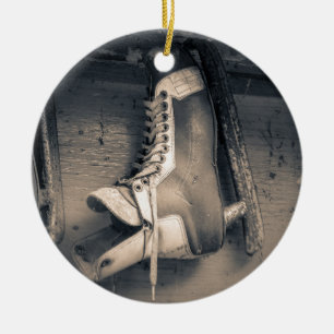 Vintage hockey skate ceramic ornament