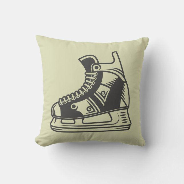 Vintage Hockey Skate Throw Pillow (Front)