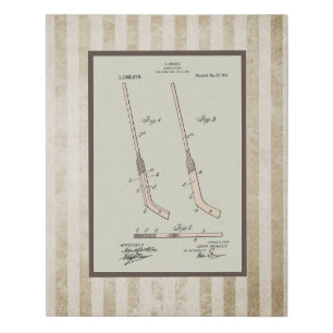 Vintage Hockey Stick Patent Faux Canvas Print