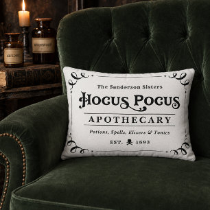 Vintage Hocus Pocus Apothecary Black and White Accent Pillow