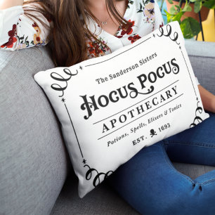Vintage Hocus Pocus Apothecary Black and White Accent Pillow