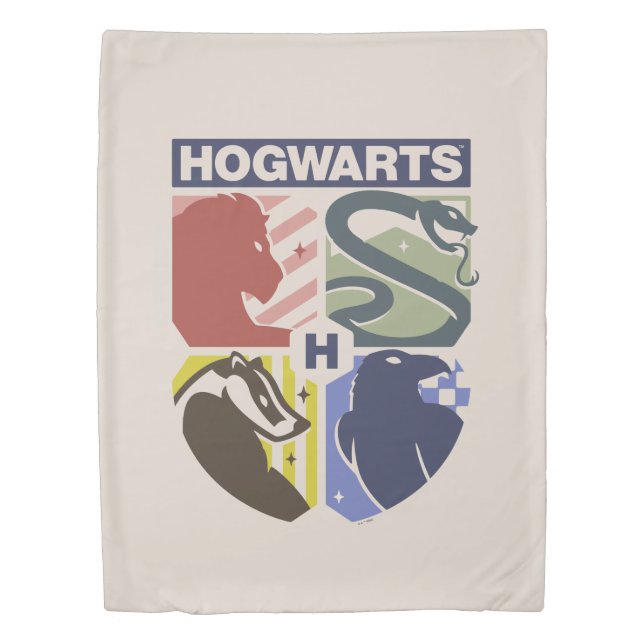 Vintage HOGWARTS™ Stamped Crest Duvet Cover (Front)