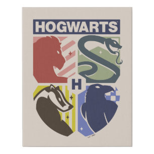 Vintage HOGWARTS™ Stamped Crest Faux Canvas Print