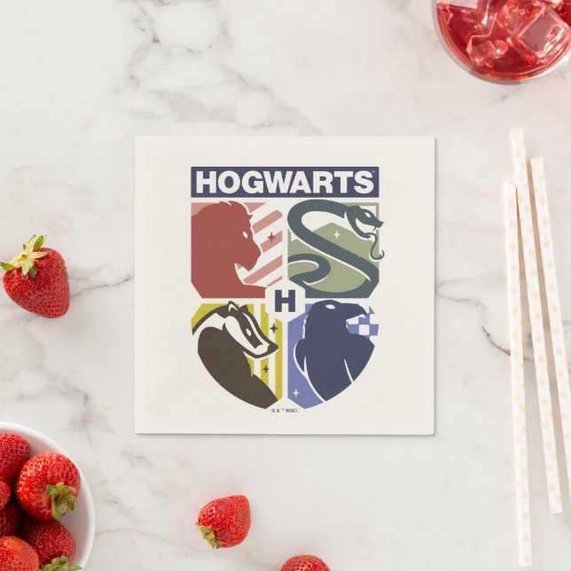Vintage HOGWARTS™ Stamped Crest Napkins (Insitu)