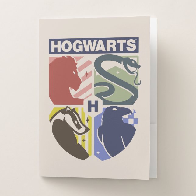 Vintage HOGWARTS™ Stamped Crest Pocket Folder (Front)