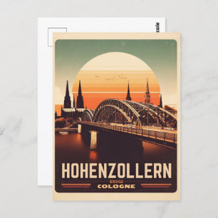 Vintage Hohenzollern Bridge cologne germany gift Postcard