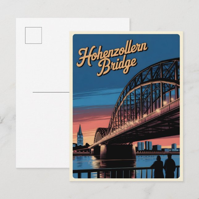 Vintage Hohenzollern Bridge cologne germany gift Postcard (Front/Back)