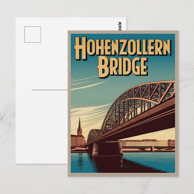 Vintage Hohenzollern Bridge cologne germany gift Postcard (Front/Back)