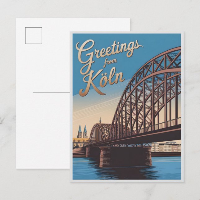 Vintage Hohenzollern Bridge cologne germany gift Postcard (Front/Back)