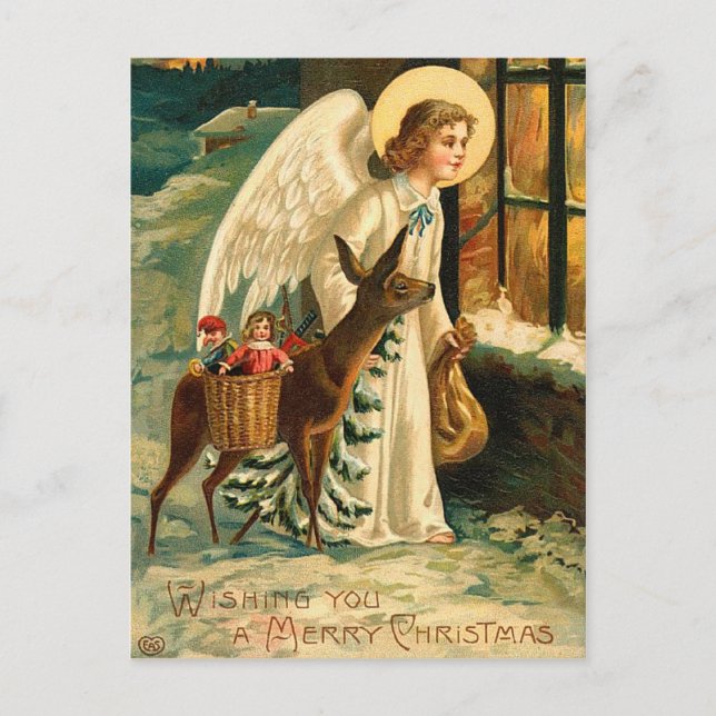 Vintage Holiday Angel Postcard (Front)