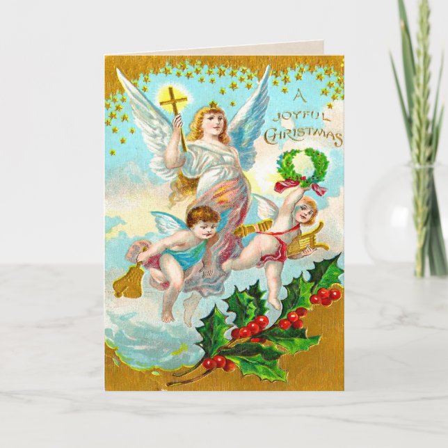 Vintage Holiday Angels Christmas Card (Front)