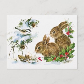 Vintage Holiday Bird And Bunnies by Kinder_Kleider at Zazzle