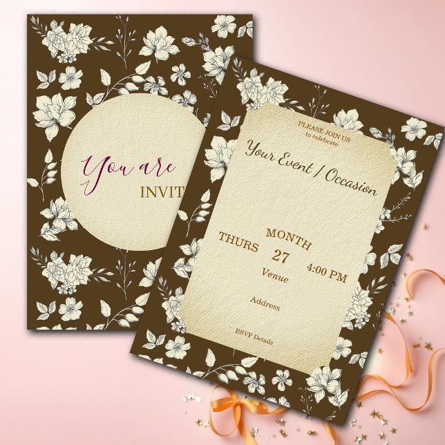 Vintage Holiday Birthday Wedding Generic Custom Invitation (Creator Uploaded)