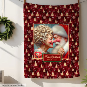 Vintage Holiday Blanket Cozy Christmas Santa Claus