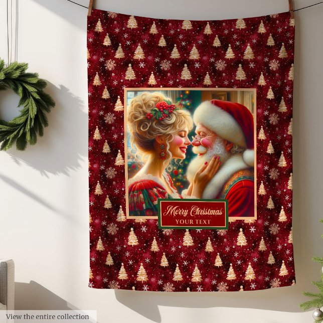 Vintage Holiday Blanket Mr & Mrs Claus Cozy Gift  (Vintage Holiday Blanket Mr & Mrs Claus Cozy Gift Idea)