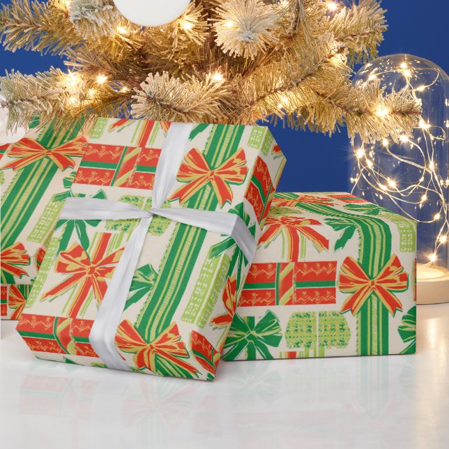 Vintage Holiday Bow Pattern Design Wrapping Paper (Holidays)