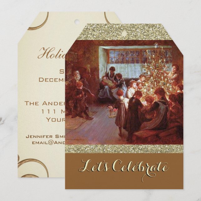 Vintage Holiday Christmas Party Invitation (Front/Back)