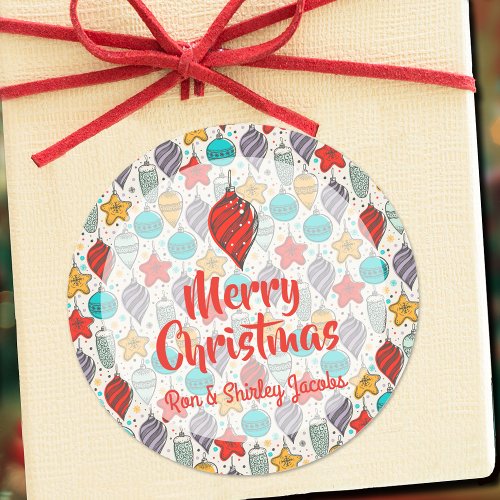 Vintage Holiday Christmas Tree Ornaments Classic Round Sticker