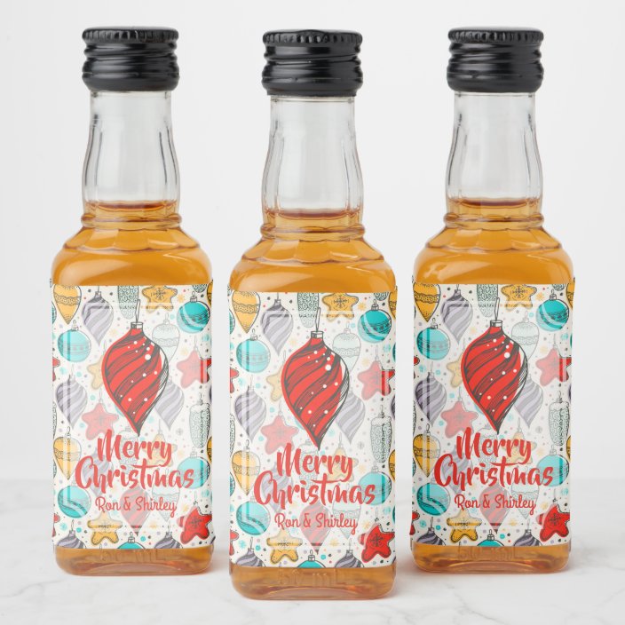 Vintage Holiday Christmas Tree Ornaments Mini Liquor Bottle Label Zazzle Com