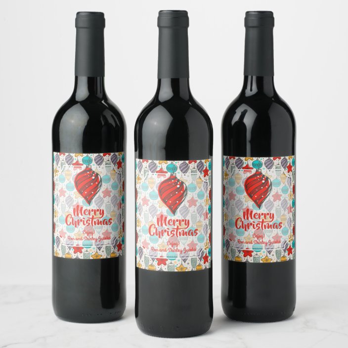 Vintage Holiday Christmas Tree Ornaments Wine Label Zazzle Com