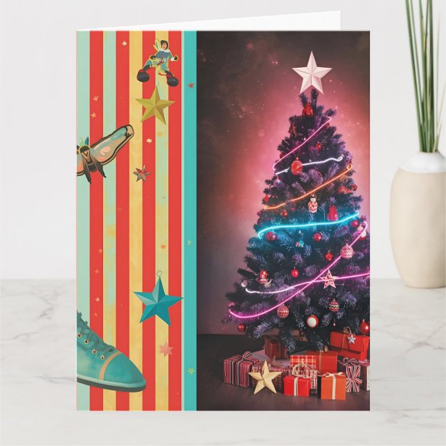 Vintage Holiday Collage Design Card (Front)