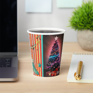 Vintage Holiday Collage Design Paper Cups